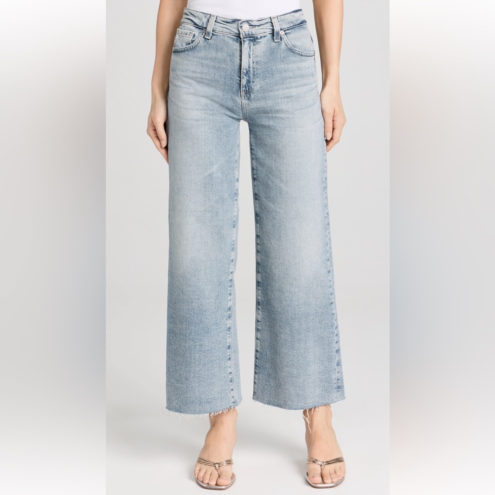 AG Adriano Goldschmied Light Blue cropped wide leg Saige jeans
